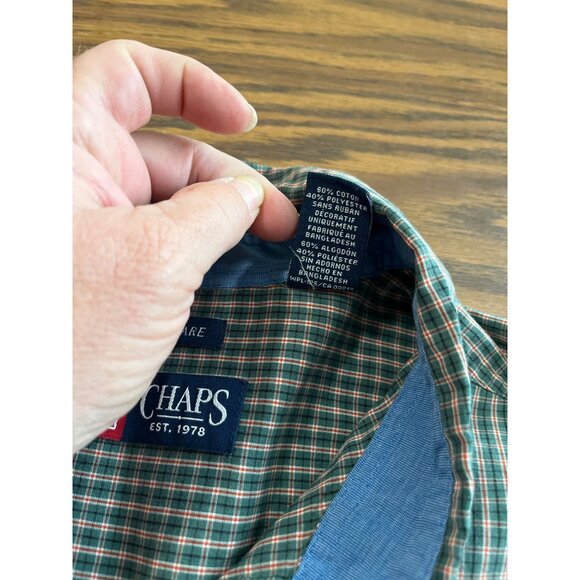 Chaps green white red plaid long sleeved button front collard shirt size 2XB - Picture 6 of 8